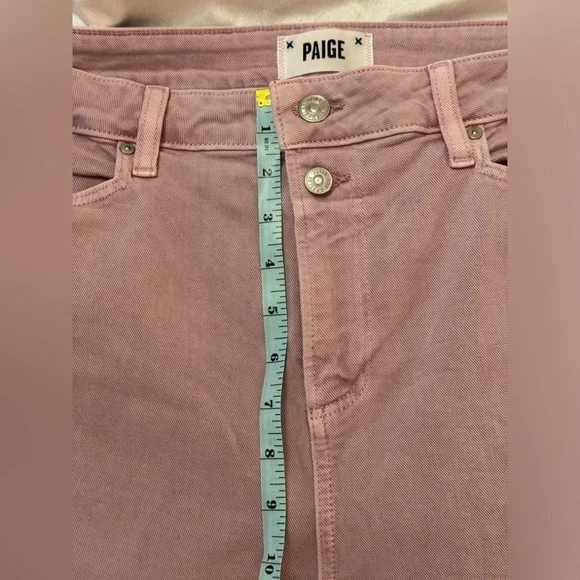 Paige Cindy straight jeans, high rise, raw hem, faded rose color, size 33 - Picture 8 of 12